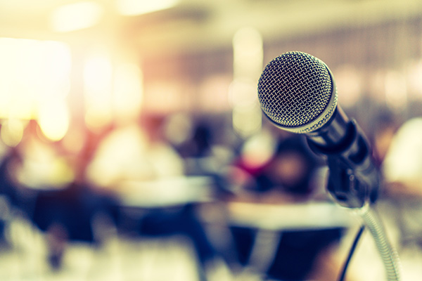 microphone in room blurry lights 